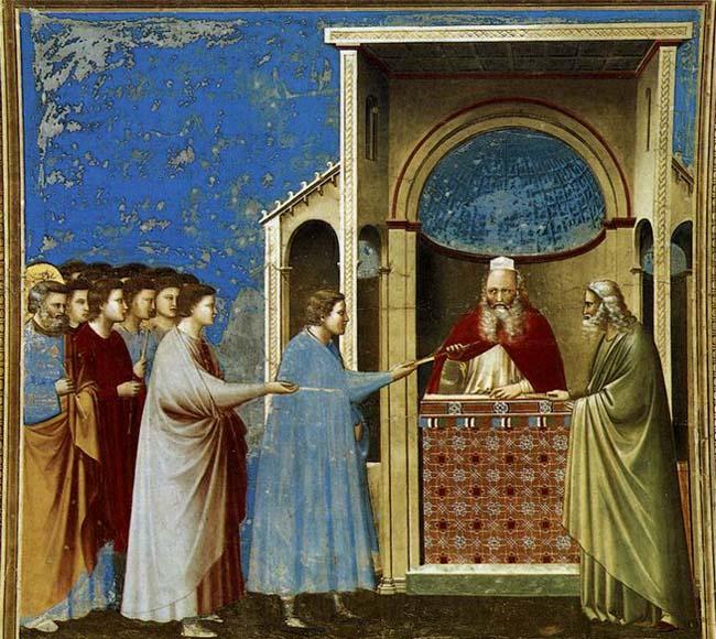 GIOTTO di Bondone The Bringing of the Rods to the Temple